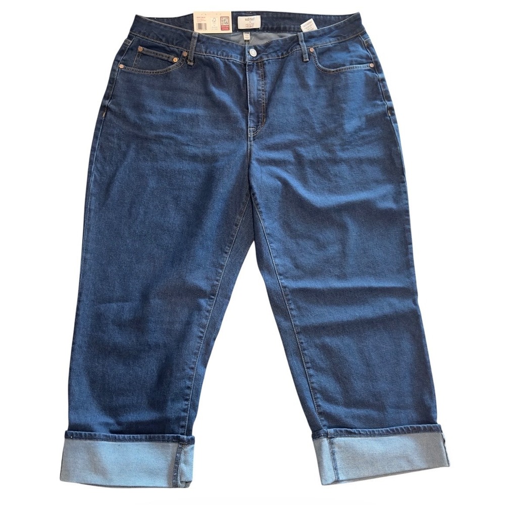 Edited x Hunter McGrady Womens 20W Petite Cropped Wide Leg Jeans Dark‎ Wash Blue